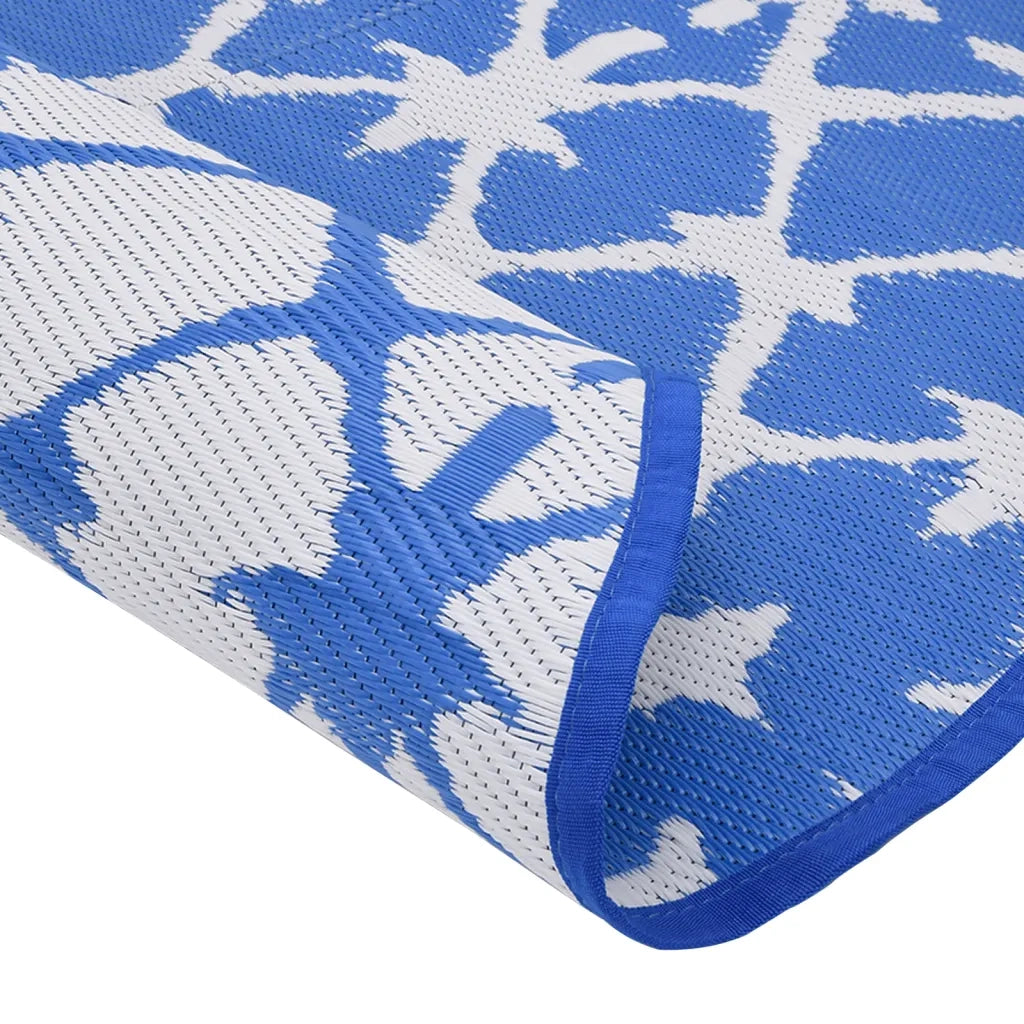 Tappeto da Esterno ARAKIL Blu e Bianco ?160 cm in PP CFW9624395