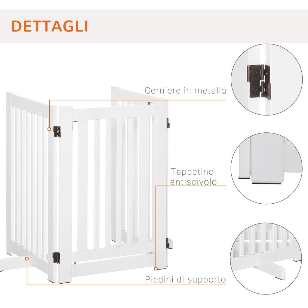 Cancellino per Cani Pieghevole a 3 Pannelli ¨C zephmum ¨C Bianco 155x76cm