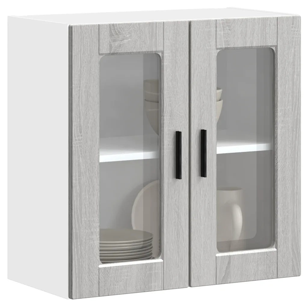 Pensile da Cucina con Porta in Vetro Porto Grigio Sonoma