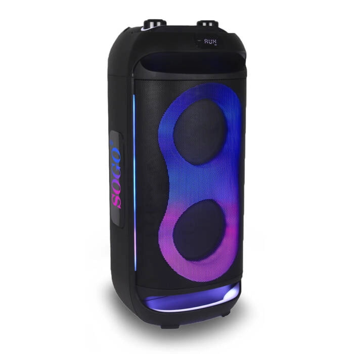 Cassa bluetooth portatile 60W, doppio woofer 6.5 pollici con tweeter, karaoke con microfono incluso, luci LED RGB - SOGO