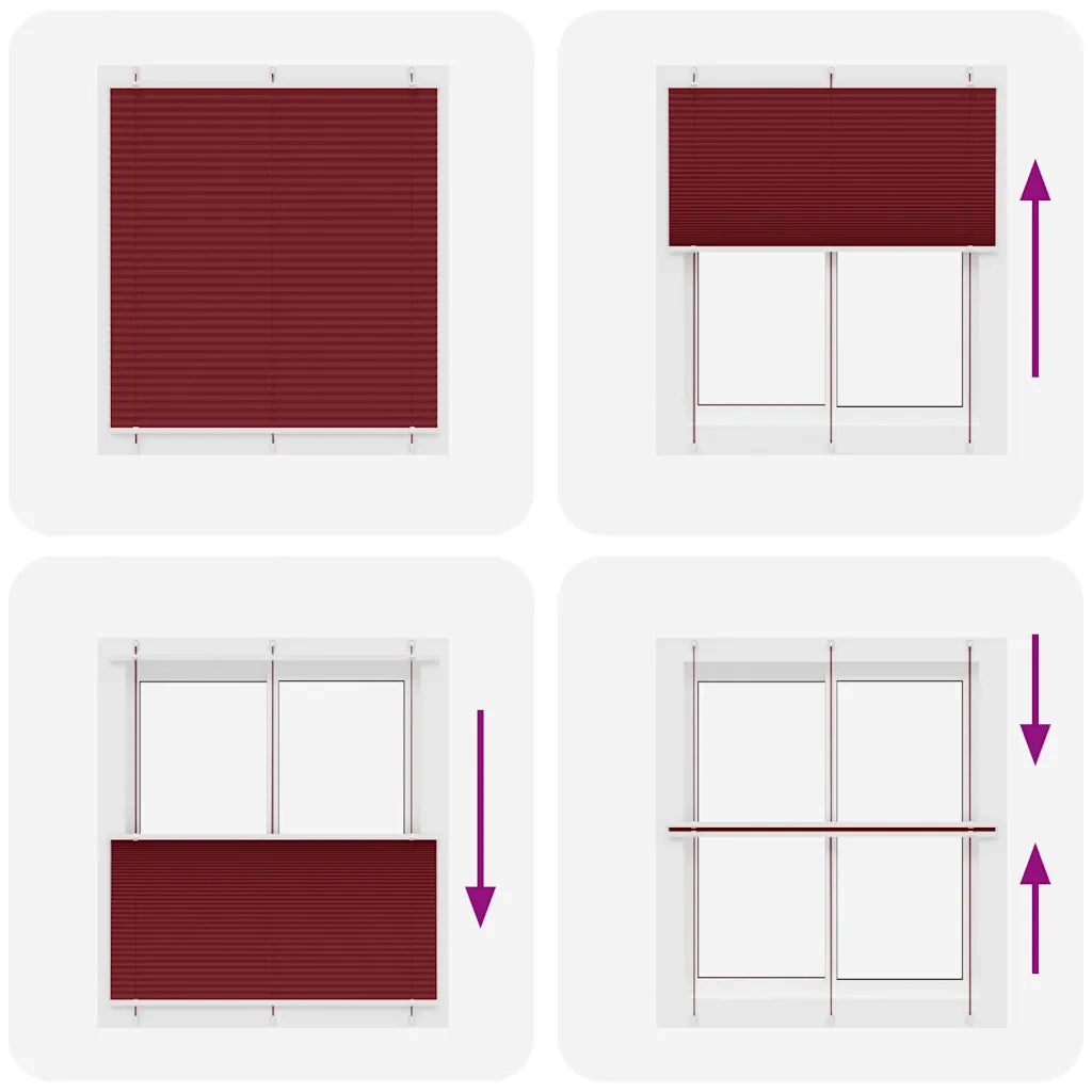Tenda Plissettata Rosso Bordeaux 120x150 cm Larghezza Tessuto 4015249