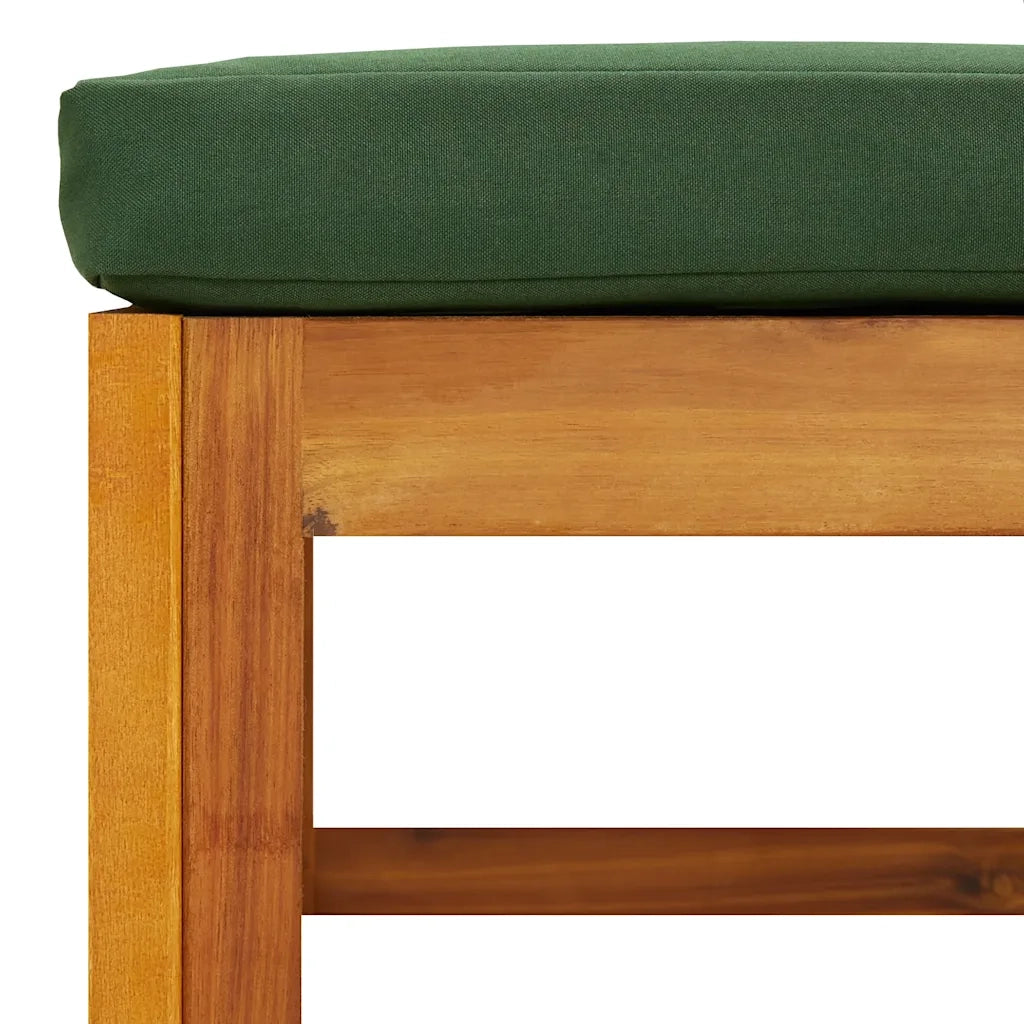 Sedia da giardino-Poggiapiedi da Giardino con Cuscino Verde Legno Massello Acacia