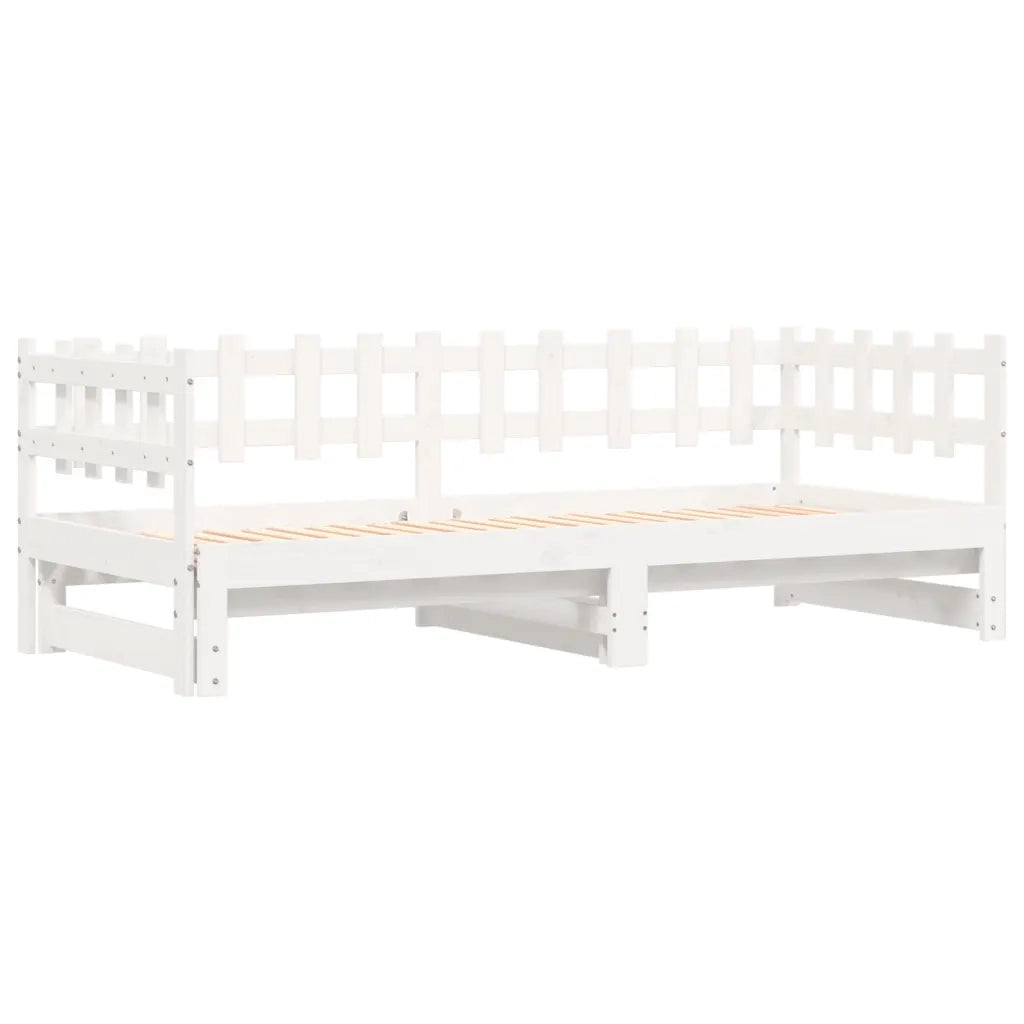 Dormeuse Estraibile Bianca 2x(90x190) cm Legno Massello di Pino