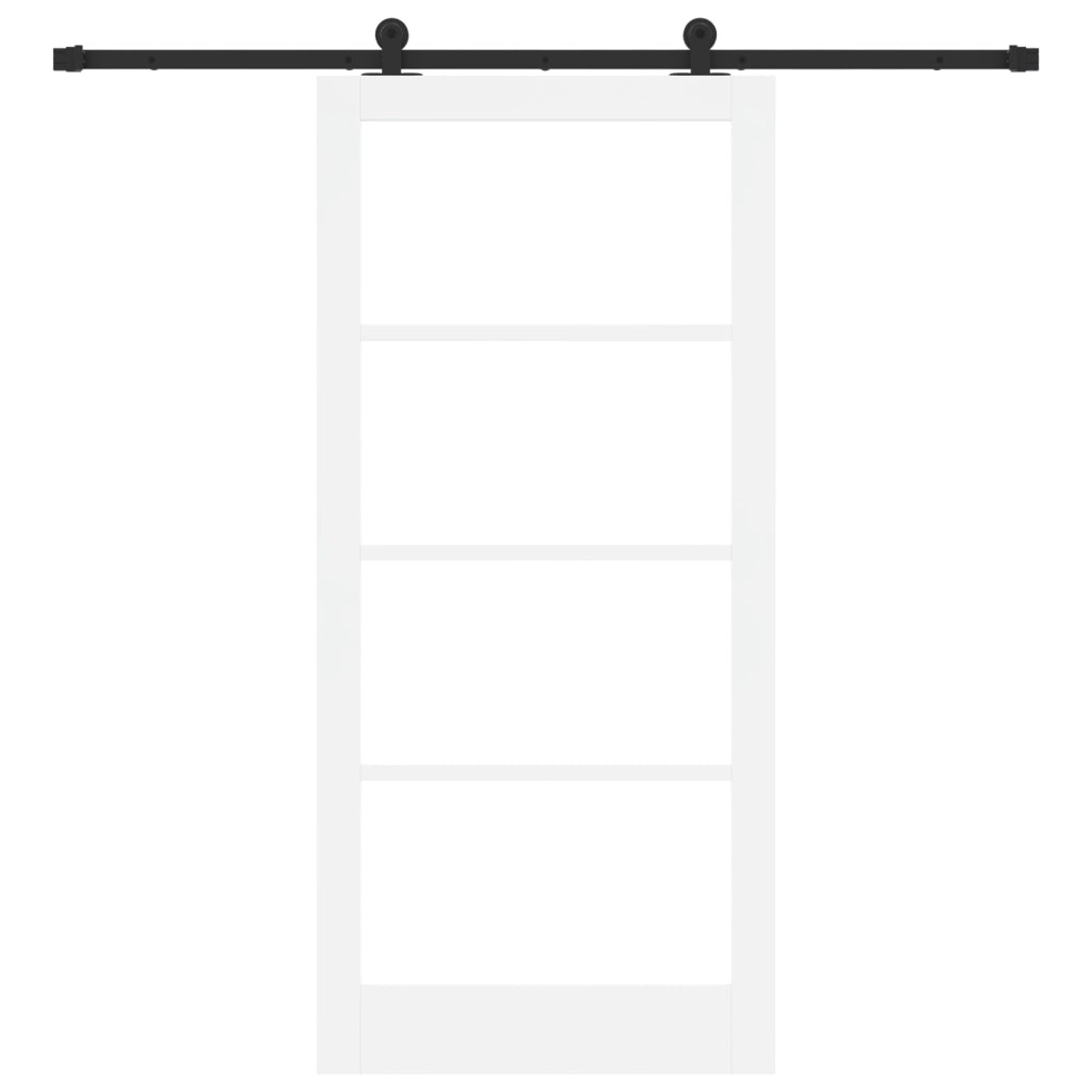 Porta Scorrevole  con Set di Ferramenta 'ORKDAL'Legno Solido Bianco & Vetro