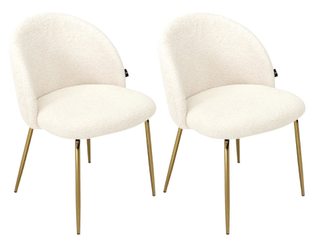 Sedia da pranzo imbottita in tessuto bouclè bianco avorio (2 pz) - Nicole - SD11NIG-B