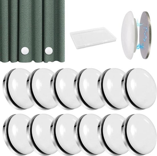 Douchegordijn Gewichten Magnetici - 12 Paar - Bianco - Con Scatola di Stoccaggio - Per Douchegordijnen Tafelkleden - Alta Potenza Magnetica - Facile Montaggio