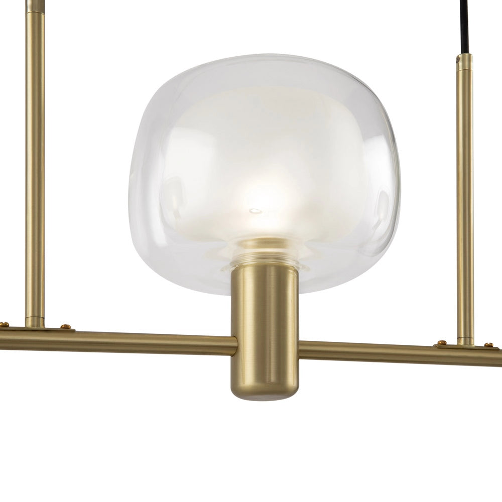 Lampadario Contemporaneo Vision Alluminio Oro 3 Luci Diffusori Vetro Trasp