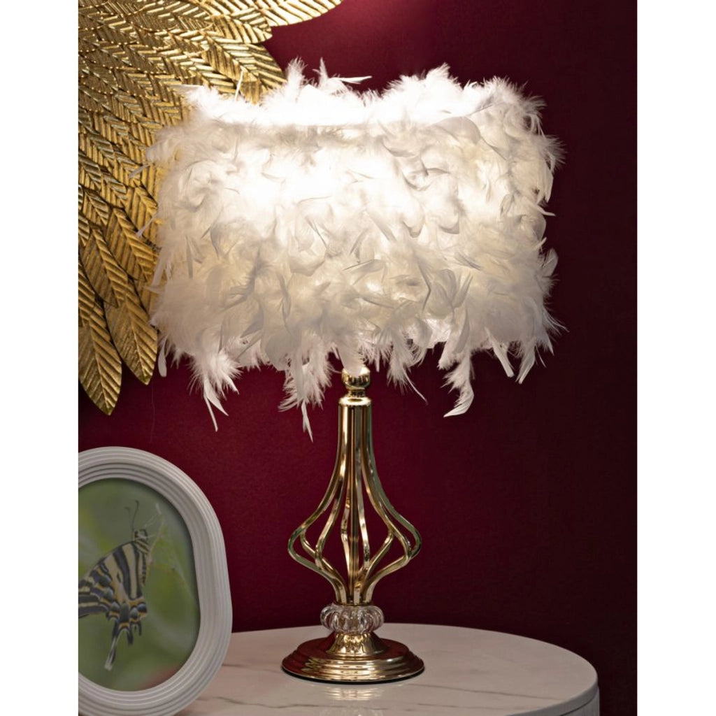 Lampada da Tavolo Piume 5, Bianco, Metallo, 25x25x54 cm