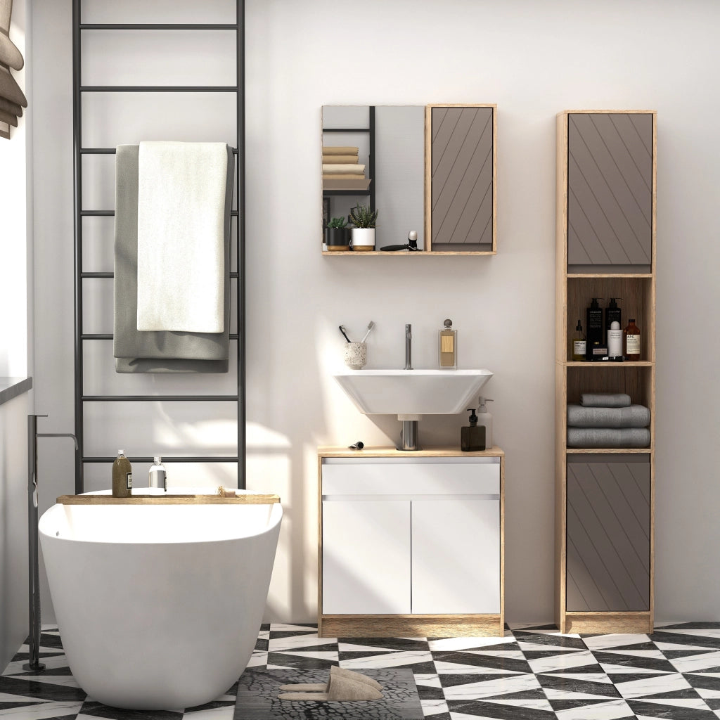 Colonna Bagno Alto Salvaspazio ¨C Xylo ¨C 2 Ante 2 Ripiani Rovere Grigio 30x24x170 cm