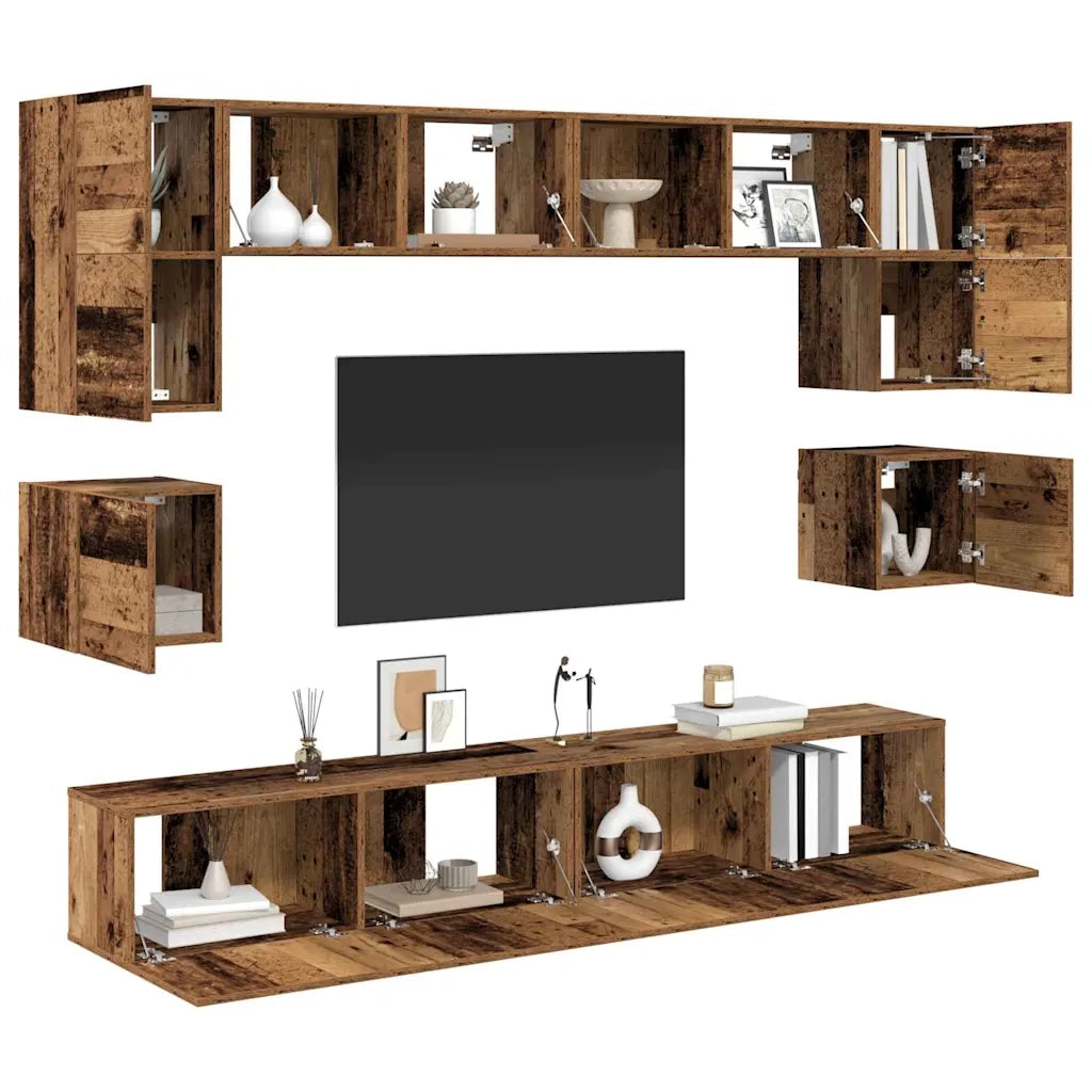 Set mobile TV 8 pz-Set di 8 Credenza per TV Legno vecchio Legno multistrato 803500