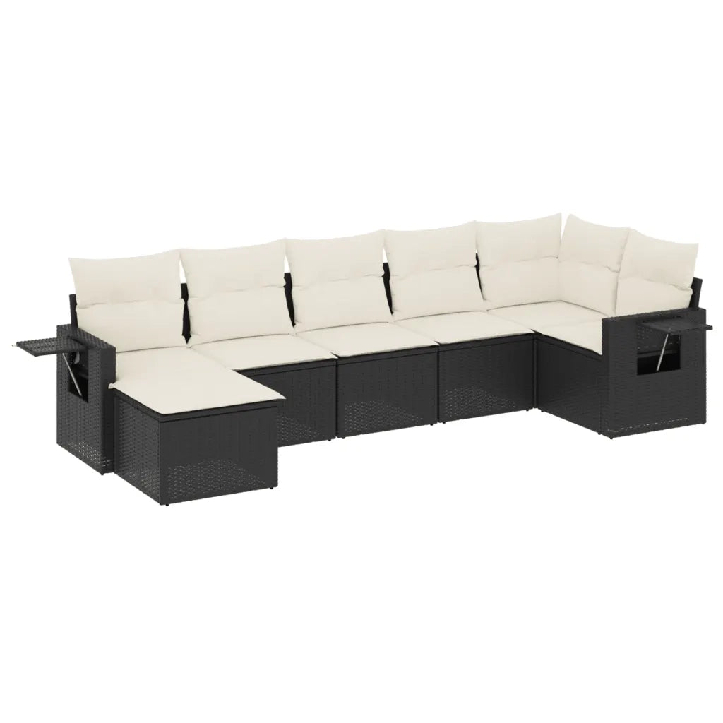 Set Divani da Giardino con Cuscini 7pz Nero Polyrattan 3220475