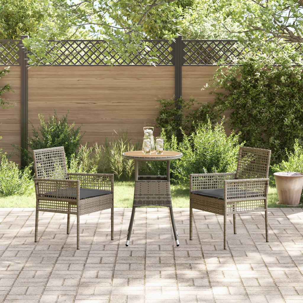 Set da pranzo da giardino a 3 pezzi Grigio in polyrattan