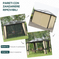 Gazebo da Giardino 3x3.6x2.65m in Alluminio e Policarbonato Tendone Lusso