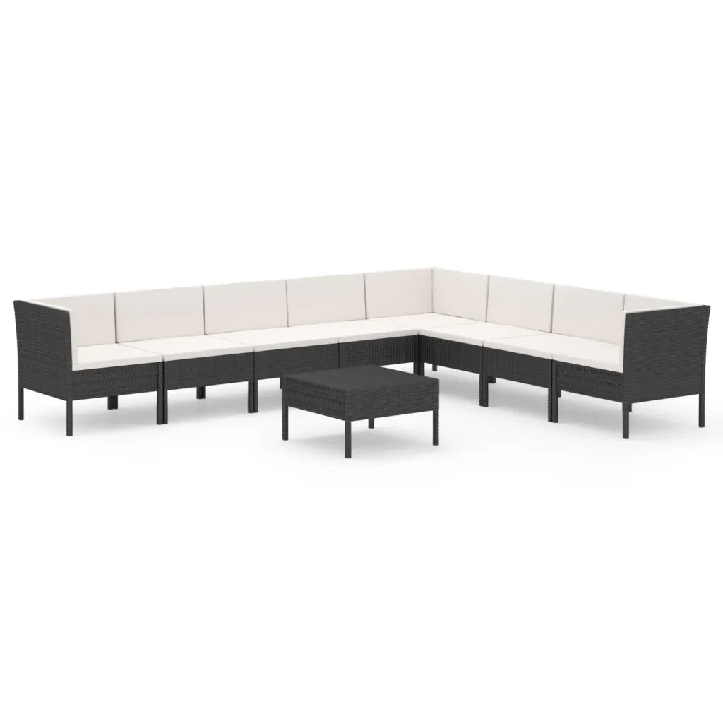 Set Divani da Giardino 9 pz con Cuscini in Polyrattan Nero cod mxl 38394