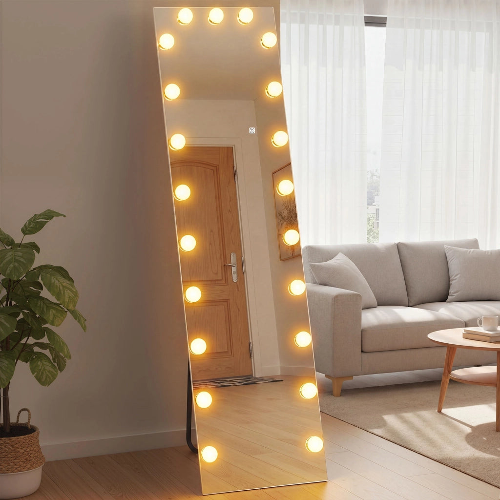 Specchio LED con supporto RGB 21 luci ¨C zephmum ¨C bianco 150x40 cm