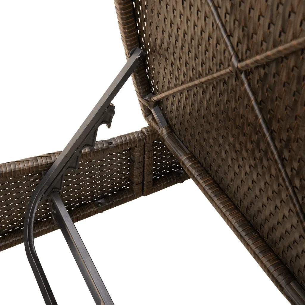 Lettino Prendisole | Sdraio da giardino | Lettino da sole con Cuscini Marrone in Polyrattan