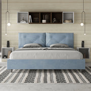 Letto imbottito Matrimoniale 190x190 cm Large - Senza rete,Microfibra,Azzurro