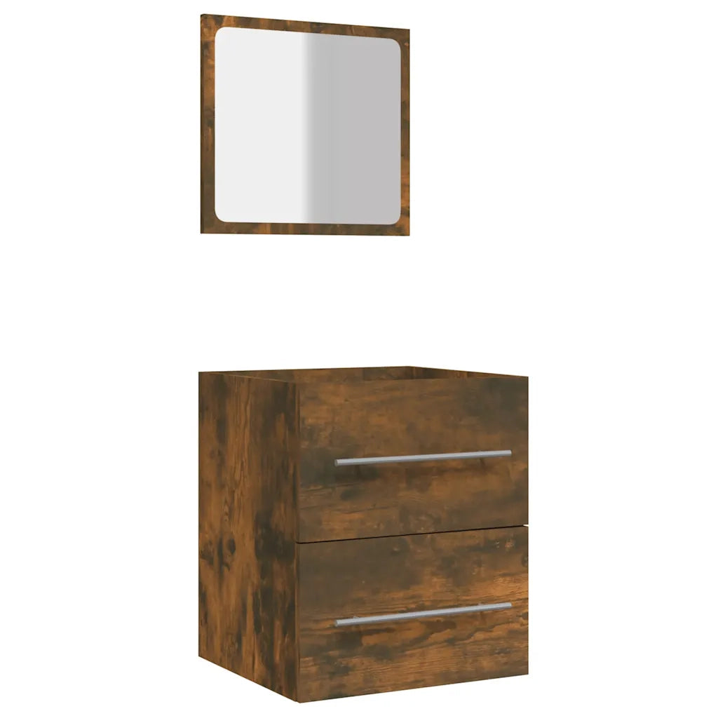 Mobile da Bagno | Armadio da bagno con Specchio Rovere Fumo 41x38,5x48 cm