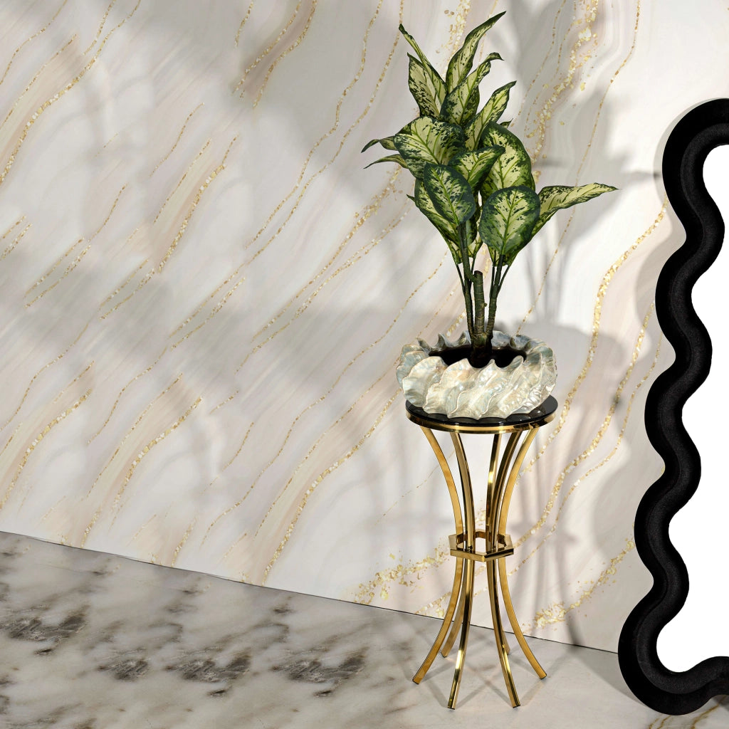 Datenoda, Tavolino da Salotto Forma Rotondo, 40x40x81h cm oro