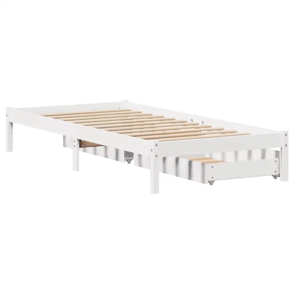 Letto senza Materasso Bianco 90x190 cm in Legno Massello Pino 3301423