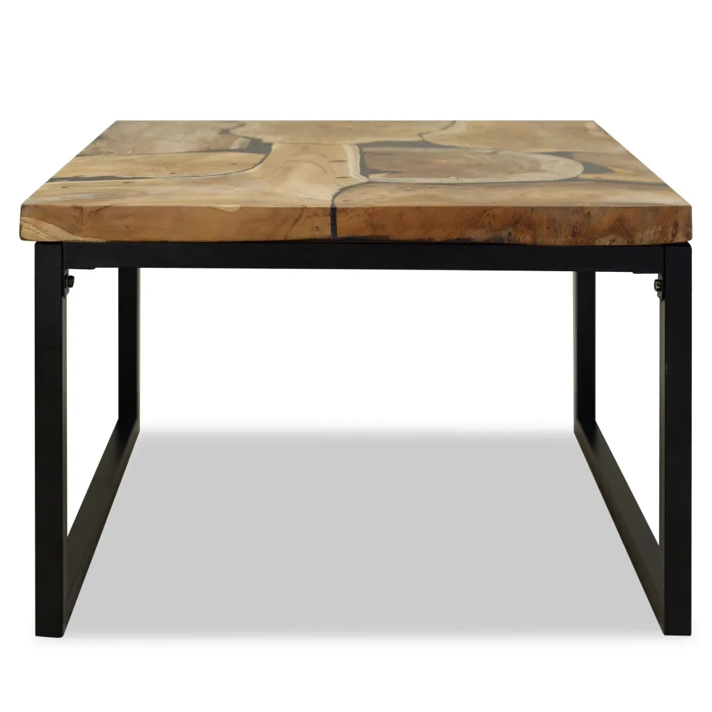 Tavolino da CaffÃ¨ in Legno di Teak e Resina 60x60x40 cm cod mxl 17833