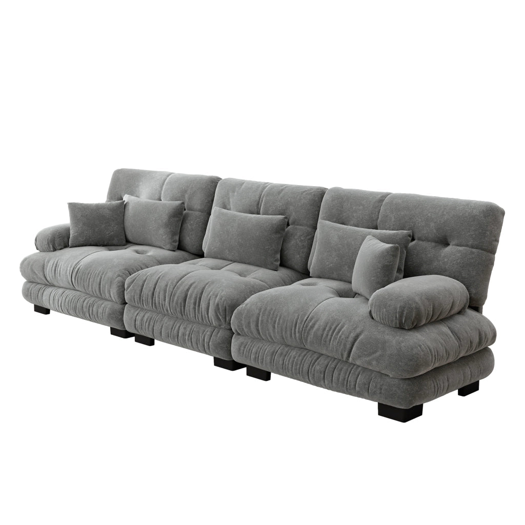 Divano Letto Angolare 3 Posti ¨C MINIMAL ¨C Chenille Grigio, Modulare