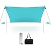 Tenda da Spiaggia Portatile, Tenda Protezione dai Raggi UV, con 4 Sacchetti di Sabbia, Borsa per il Trasporto, Parasole per 1-4 Persone, 200 x 200 x 200 cm (Verde)