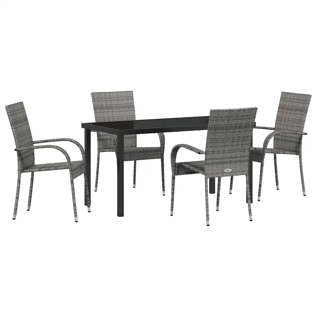 Set da Pranzo per Giardino 5 pcs Grigio