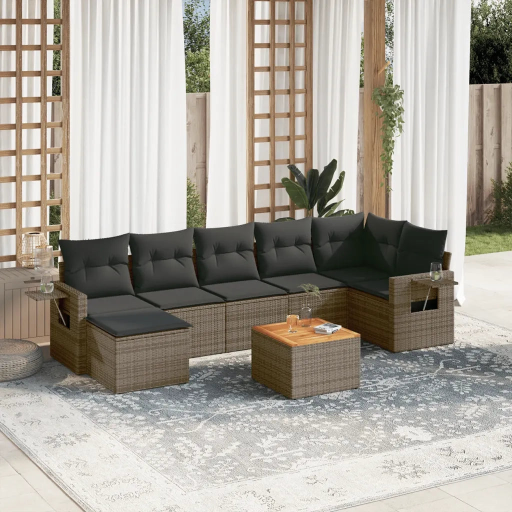 Set Divano da Giardino 8 pz con Cuscini Grigio in Polyrattancod mxl 88966