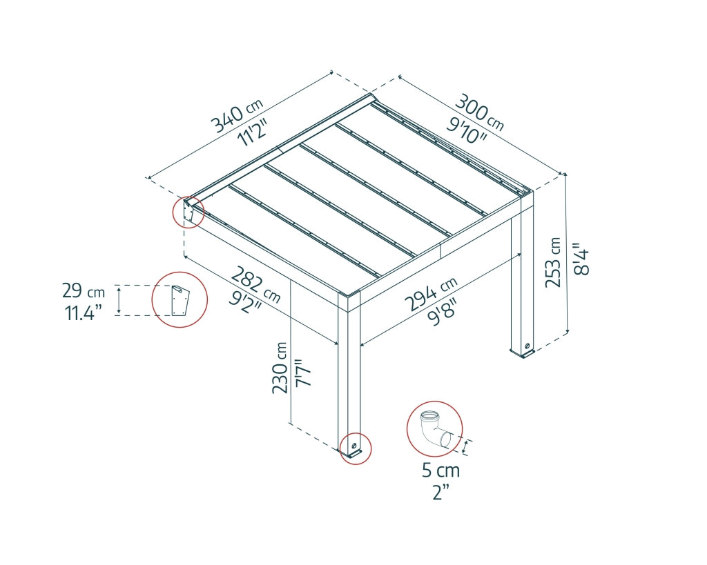 Pergola Helsinki 3X3.4 m Pergola in legno di cedro