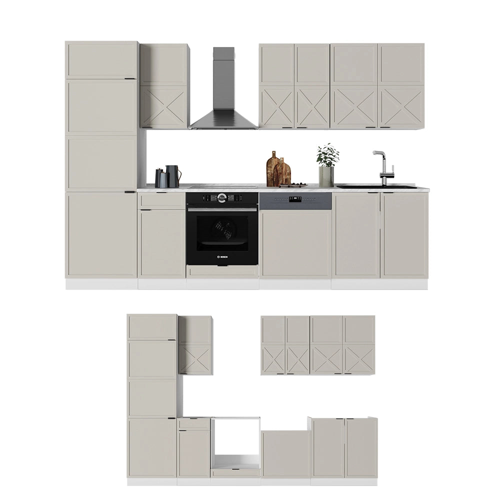 Vicco Cucina componibile Grigio/beige/bianco 300 cm senza piano di lavoro