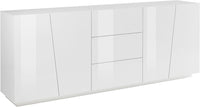 Credenza 4 Ante + 3 Cassetti 220x43x86 cm Vega Bianco Lucido