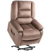 Poltrona Alzapersona Elettrica Relax con Schienale Reclinabile, Poggiapiedi e Telecomando, 90 x 93 x 110 cm, Marrone
