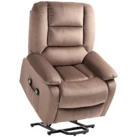 Poltrona Alzapersona Elettrica Relax con Schienale Reclinabile, Poggiapiedi e Telecomando, 90 x 93 x 110 cm, Marrone