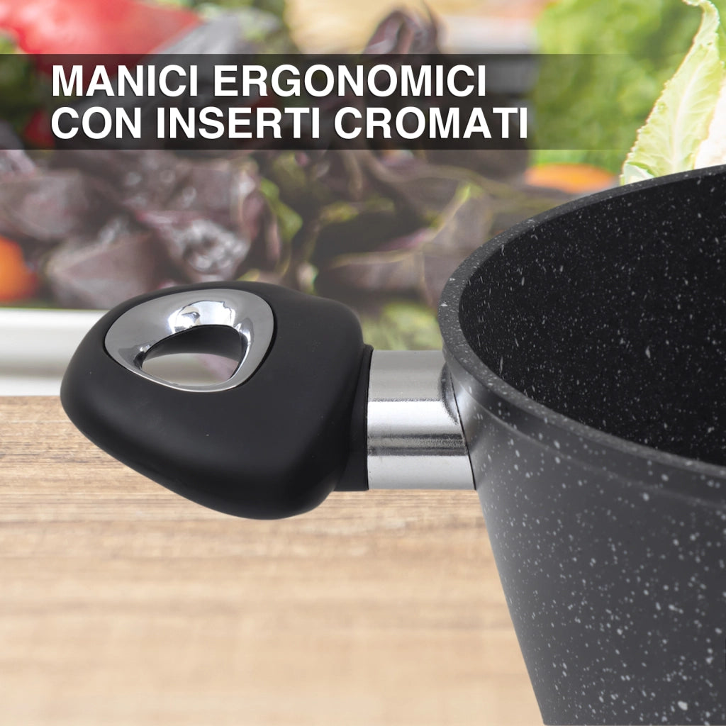 MAURY’S MAXISTONE TITANIUM CASSERUOLA 24 CM ANTIADERENTE IN ALLUMINIO RINFORZATO