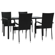 Set da pranzo da giardino in resina nera 5 pezzi in vimini 02_0014788
