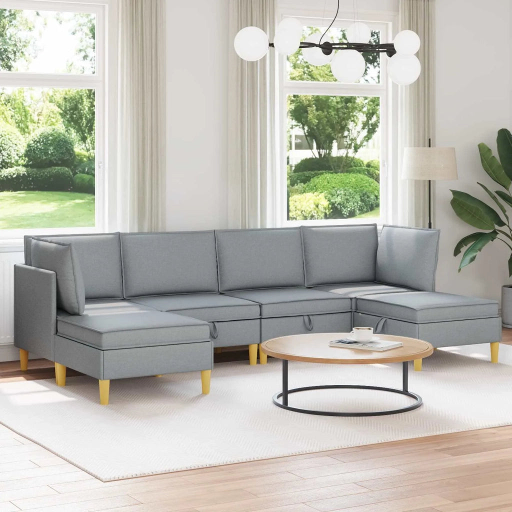 Set di mobili per il soggiorno 6 pcs Grigio Chiaro Tessuto 3413677