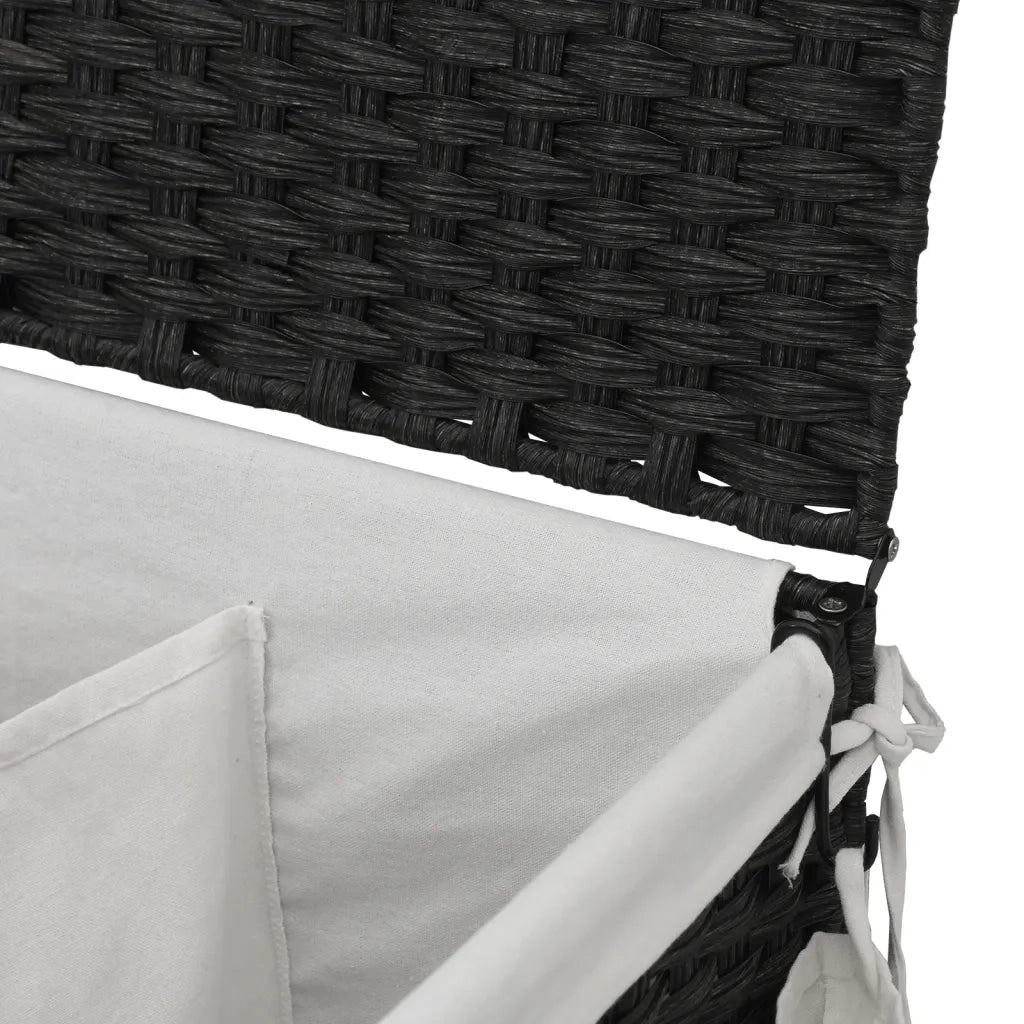Cesto Portabiancheria con Ruote Nero 60x35x60,5 cm Rattan CFW5846476