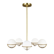 Lampadario Apollo 5 luci ottone ossidato sfere opali Feiss