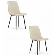 Set di 2 sedie Turin in velluto beige e metallo nero