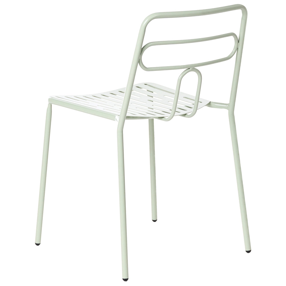 Set di 2 sedie da giardino verde con telaio in acciaio impilabili per esterni Patio moderne