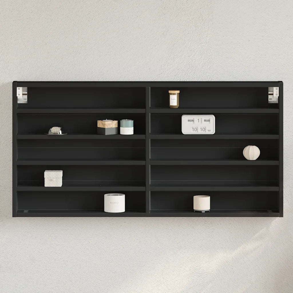 Armadietto con Vetrina Nero 100x8,5x50 cm in Legno Multistrato CFW6240869
