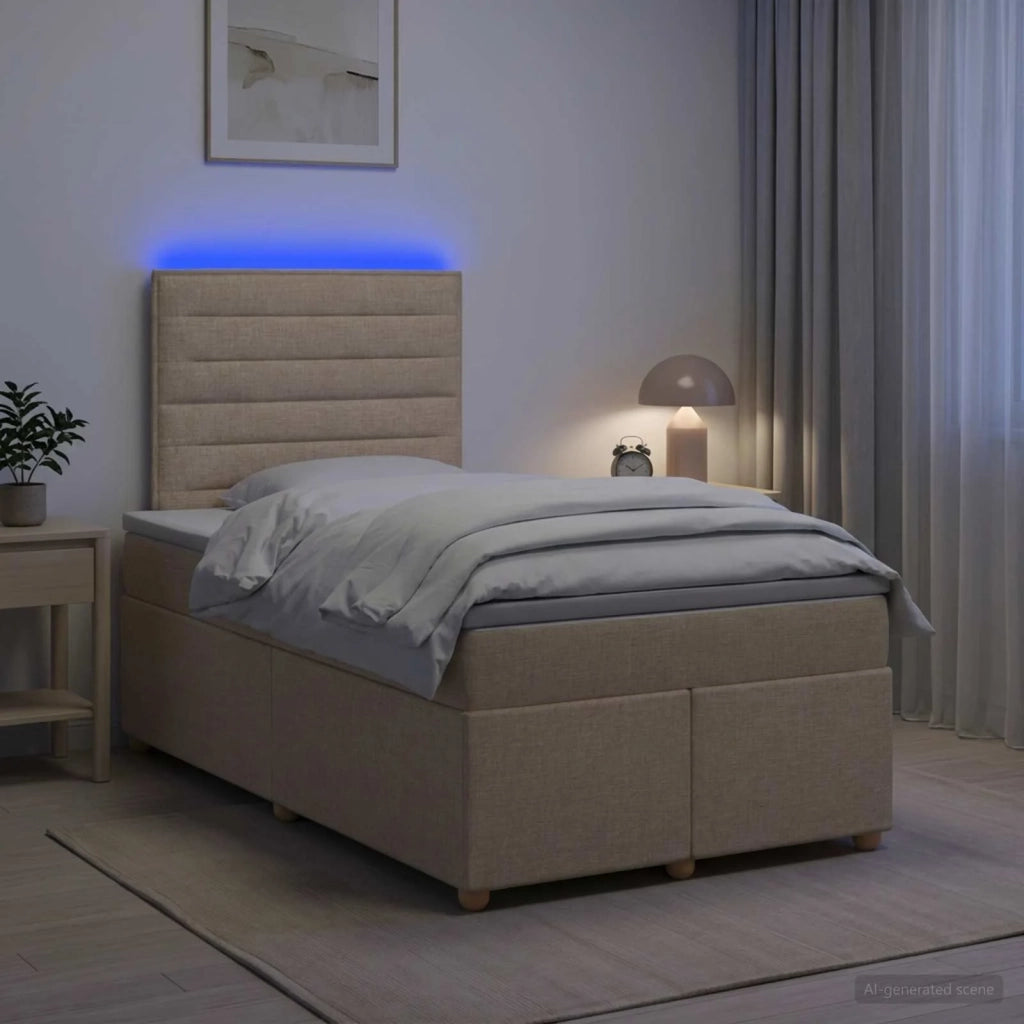 Letto box spring con materasso Crema 120 x 190 cm Tessuto 3455299