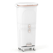 Pattumiera da cucina con due secchi da 12L e uno scomparto da 14L facile da separare design moderno PP bianco 20_0018552
