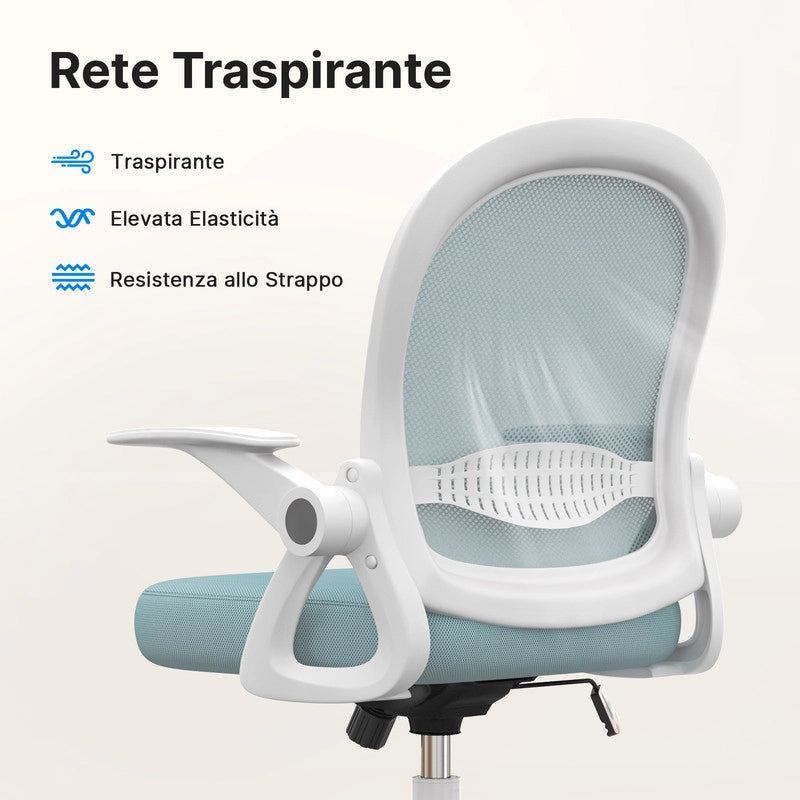 Sedia Ufficio con Supporto Lombare - RATTANTREE - Sedia Ufficio da Scrivania ergonomica Braccioli 90¡ã Regolabile - Blu