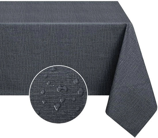 Telaio per tavolo esterno 140x180 copertura per tavolo in PVC impermeabile e lavabile resistente all'acqua copertura per tavolo quadrata per giardino, esterno, tavolo da pranzo, festa in grigio scuro
