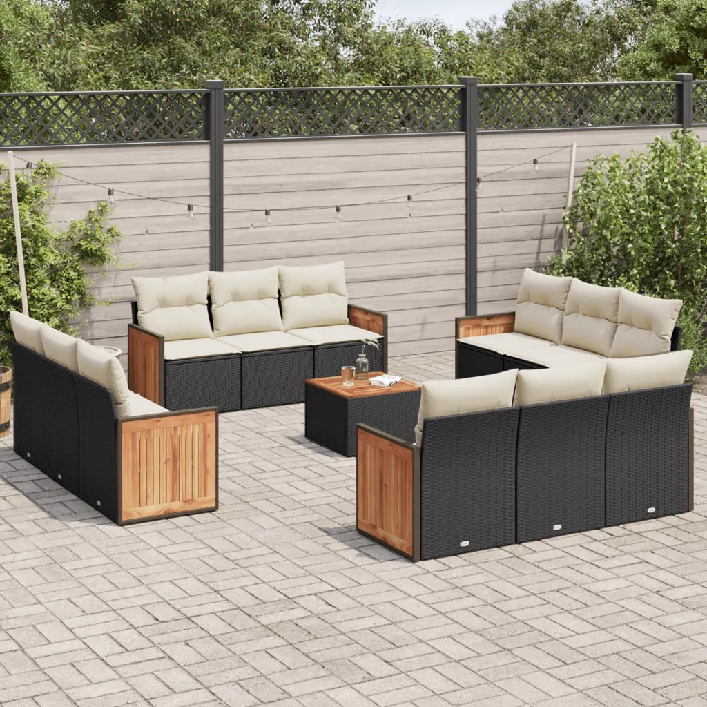 Set Divani da Giardino 13pz con Cuscini Nero in Polyrattancod mxl 116313
