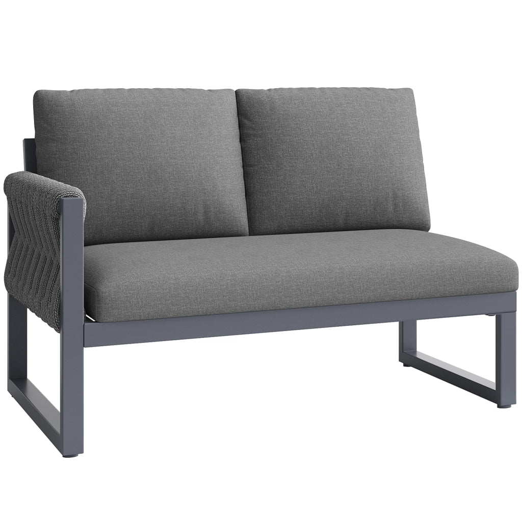 Set da giardino modulare - Zephmum- Per 5-6 persone, cuscini rimovibili, gambe regolabili, grigio