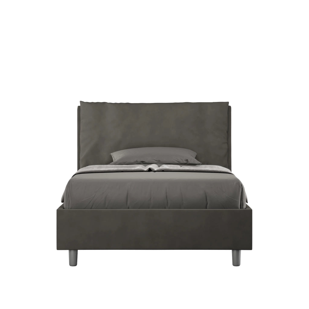 BS COM Letto una piazza e mezza contenitore imbottito 110x200 microfibra grigio