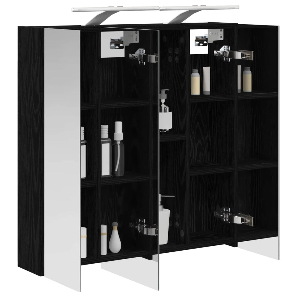 Mobiletto per specchio da bagno Rovere Nero 70 x 14,5 x 70 cm 889096